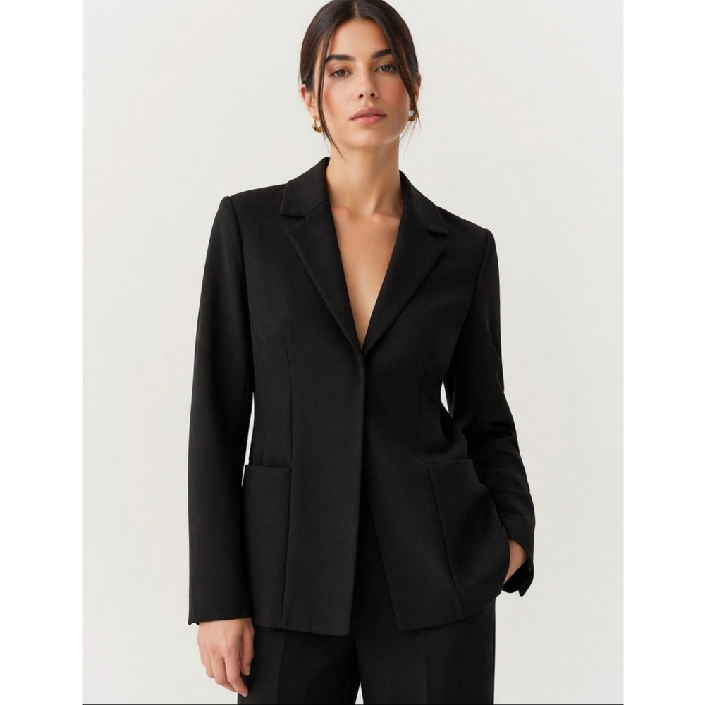 MM. LaFleur‎ THE COLLINS Blazer Women 8 TUXEDO Black Virgin Wool Jacket CAREER